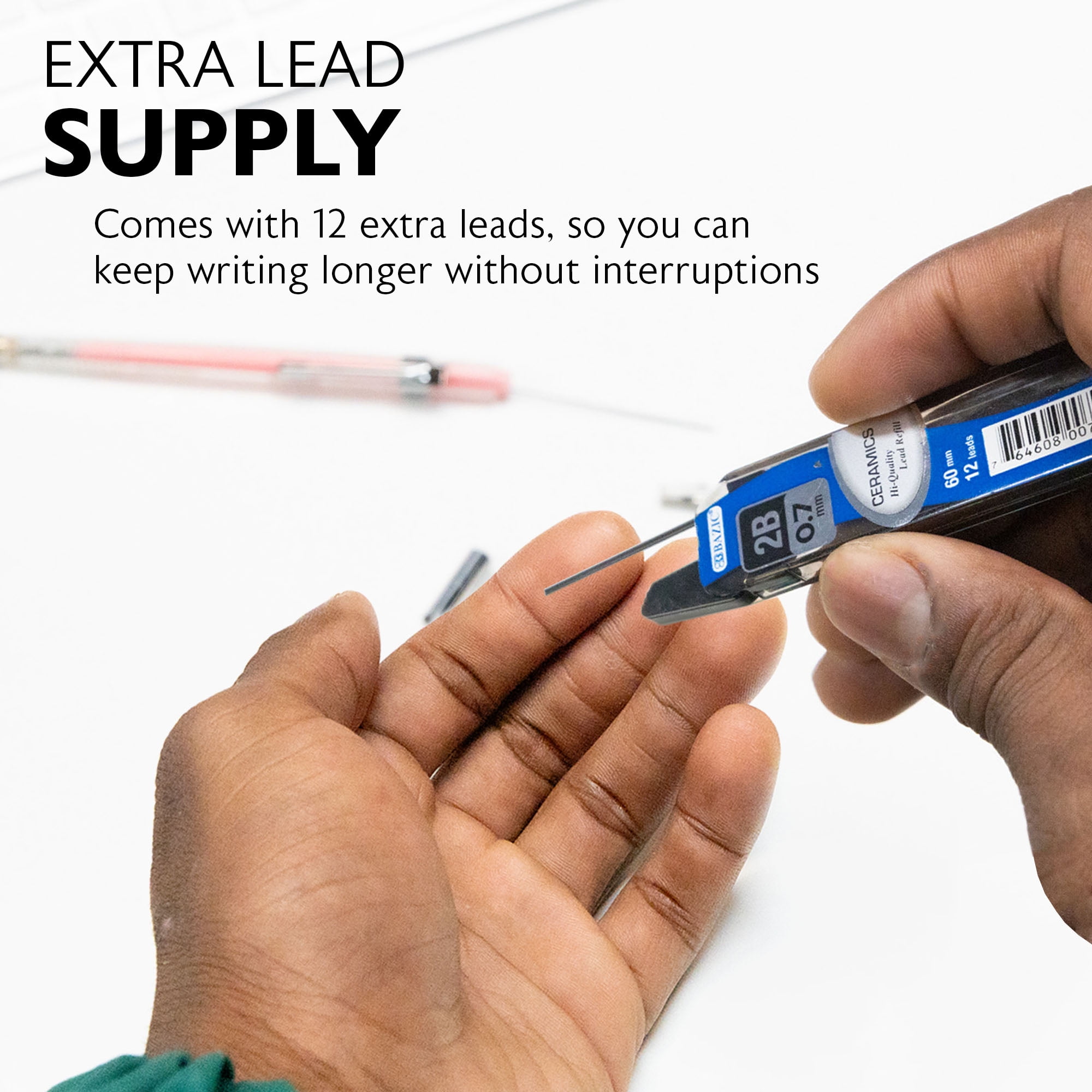 BAZIC Mechanical Pencil Opal 0.7mm w/ Ceramic Lead Refills, Smooth Writing Pencils, 144-Packs