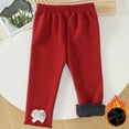 thumbnail image 2 of Swuxness Girls Fleece Leggings, Winter Long Pants for Girls, Toddler Solid Color Elastic Waistband Comfortable Soft Breathable Pants for Infants Red, 6-12 Months, 2 of 5