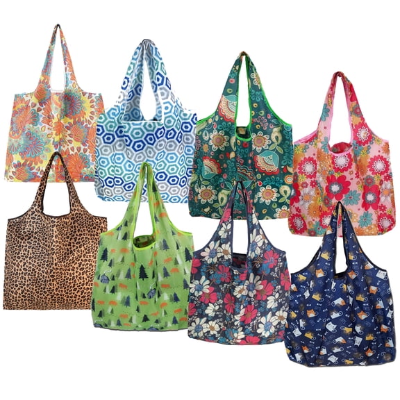 AOBAIWO Women's Polyester Shopping Bag Handbags, Multicolor, 8-Piece