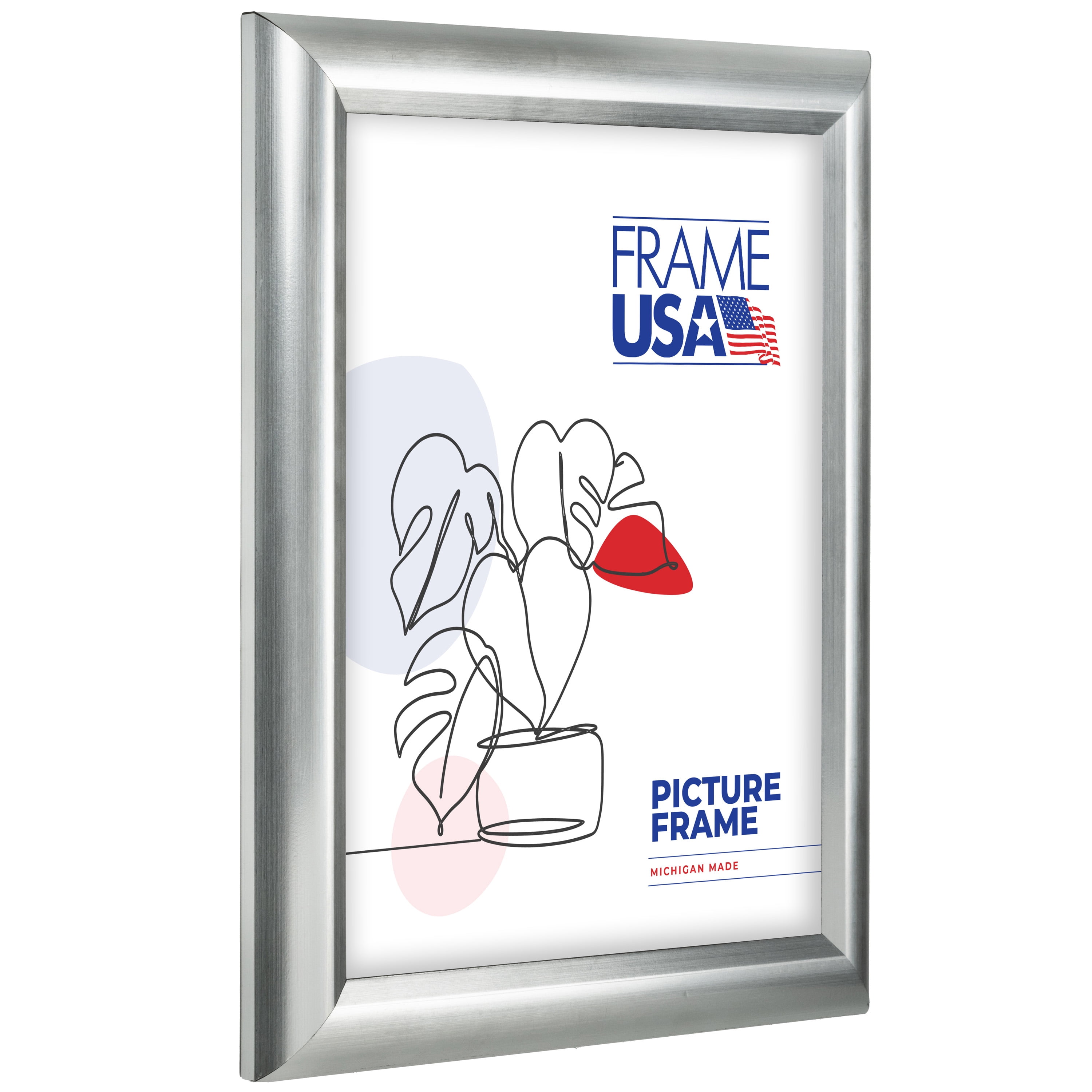 18x24 Picture Frame – Silver Deluxe Poster Style 110–30, 1 Inch Polystyrene Moulding, Includes Plexiglass and Backing – Wall Display Frame for Art, Posters, or Photos – Frame USA