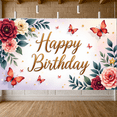 thumbnail image 3 of Floral Design Banner Butterfly Theme Decorative Flowers Celebration for Birthday Party Indoor Decoration Kids Event, 3 of 3