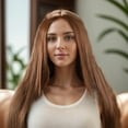 thumbnail image 2 of Unique Bargains 1 Pc Straight Long Hair Hair Wig High Temperature Fiber 22in Human Wig Brown for Women, 2 of 6