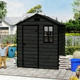 thumbnail image 5 of 6x6 ft Single door Resin Storage Shed with Strong PP Material, Waterproof, Rust & UV Proof, Large Storage Space, HD Window Lighting, and Black Wood Grain Finish, 5 of 27