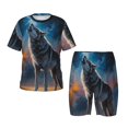 thumbnail image 1 of Balery Lonely Night Sky Wolf Conjunto de Pijama Infantil de Manga Corta con Estampado – Ropa de Dormir de Algodón Suave-Large, 1 of 6
