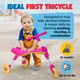 thumbnail image 2 of Triciclo plegable KIDRIM para niños pequeños, rosa, 1 a 3 años, 2 of 4