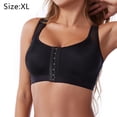 thumbnail image 2 of Sujetador deportivo de cobertura total con cierre frontal y espalda sin aros para mujer, sujetador postural, sujetador deportivo - Negro, 2 of 7