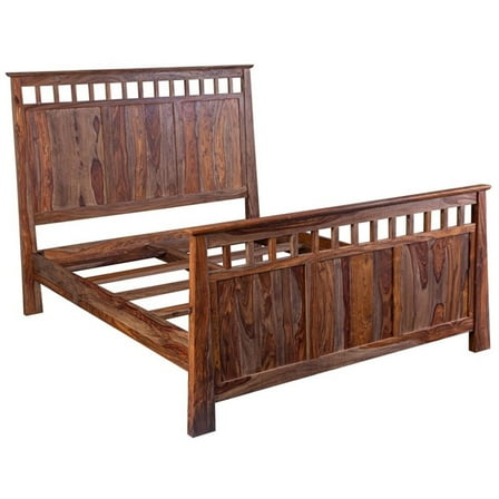 Porter Designs Kalispell Sheesham Solid Wood Queen Bed in Harvest Brown