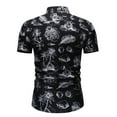 thumbnail image 3 of CEHVOM Cardigan Décontracté pour Homme à Manches Courtes Imprimé, Col Rabattu, T-Shirt Blouse Hauts, 3 of 6
