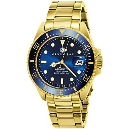 - Mens 23K Gold Plated Stainless Steel Specialty Aquamaster Professional Dive Watch