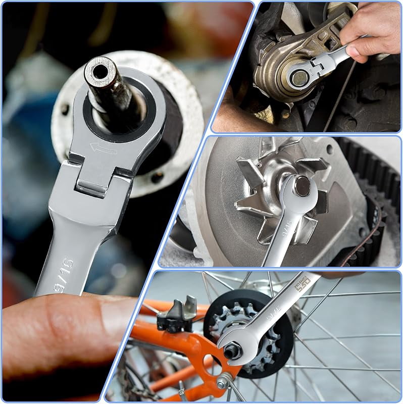 14-Piece Metric Flex-Head Ratcheting Wrench Set, 6-19mm Ratchet Combination Wrench Kit with Storage Case, 72 Tooth, Cr-V Steel Constructed