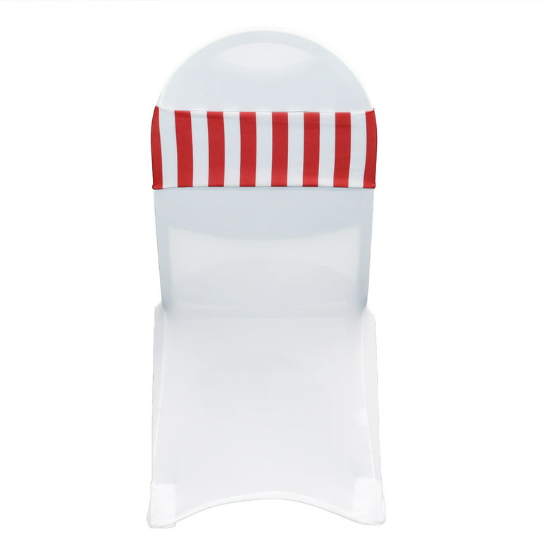 Your Chair Covers Satin Sashes Red and White Striped (Pack of 10)