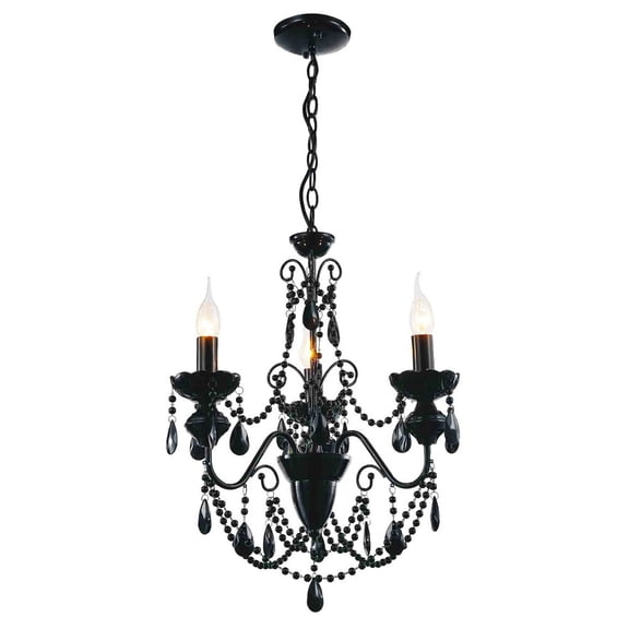 CWI Lighting Keen 3 Light Up Contemporary Metal Chandelier in Black