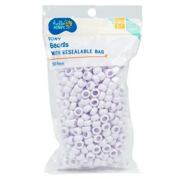 Hello Hobby Pony Plastic Beads, White, 500-Pack