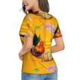 thumbnail image 3 of Vsdgher The Chicken Family Women Shirts V Neck Short Sleeve Tops T-Shirt Basic Tees, S to 3XLMedium, 3 of 5