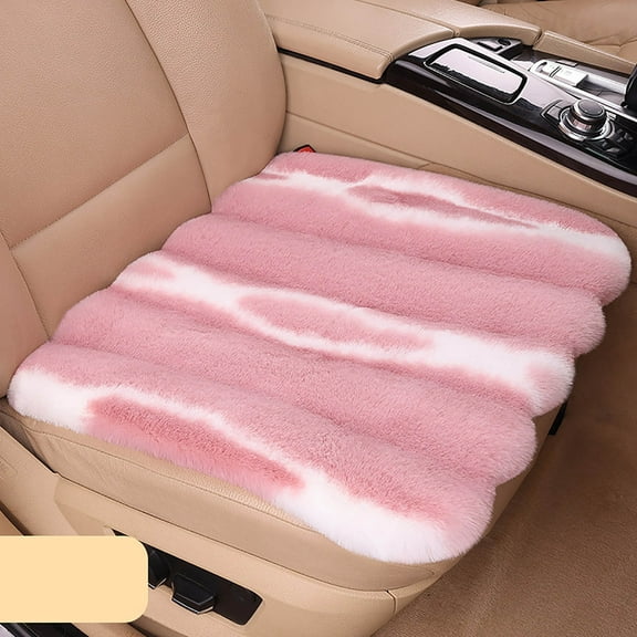 YIMWNYI Winter Car Seat Cushion, Rabbit Short Plush Heating Cushion, Vertical Stripe Pattern Front Seat Cover, Soft & Warm Car Seat Pad for Cold Weather
