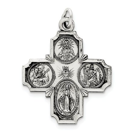 Sterling Silver Antiqued 4-way Medal Pendant
