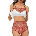 thumbnail image 1 of Trajes de Baño de Bikini de Mujer Conjunto de Cintura Alta de Vendaje de Impresión Sexy con Almohadillas de Pecho, Conjunto de Bikini de Mujer Conservador Y sin Mangas, 1 of 9