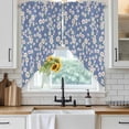 thumbnail image 6 of Watercolor Floral Swag Curtains for Kitchen/Bedroom/Living Room, Spring Flower Leaves Botanical Blue Scalloped Curtains 63 Inch Long, Window Swag Topper Curtains Valances 2 Panels Set 36"x63", 6 of 8