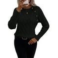 thumbnail image 3 of Women'S Winter Sweaters Trendy Knit Button Detail Raglan Sleeve Sweater Fashion Sweater Black S, 3 of 10