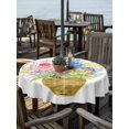 thumbnail image 2 of Outdoor Tablecloth with Umbrella Hole for Patio/Picnic/Party/Camping, Spring Flowers Basket Waterproof Table Cloth Round Cover Washable, Colorful Floral Botanical Leaves (Dia 60"), 2 of 8