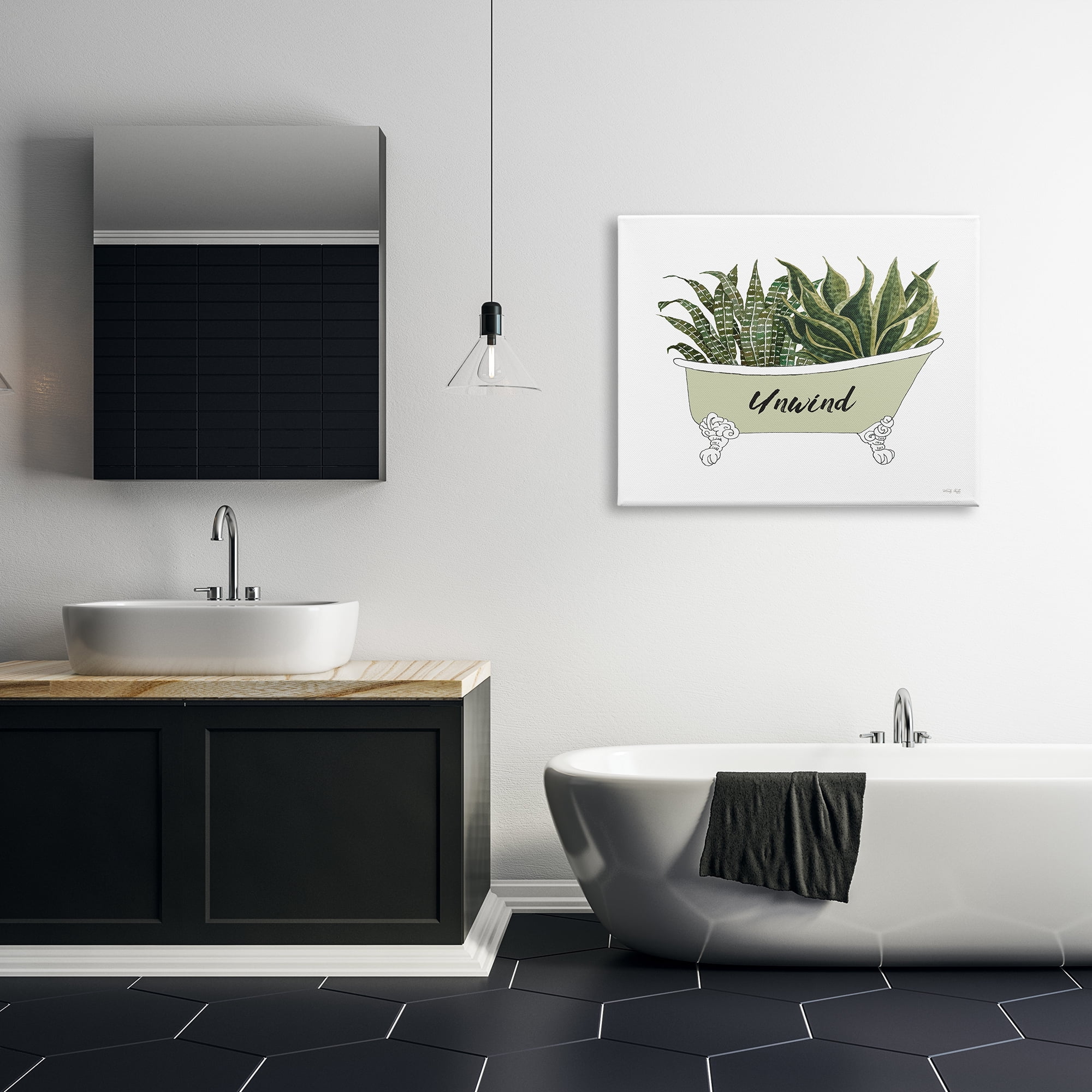 Stupell Industries Snake Plant in Tub Unwind Bath Typography Graphic Art Gallery Wrapped Canvas Print Wall Art, Design by Cindy Jacobs