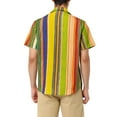 thumbnail image 3 of MODA NOVA Big & Tall Men's Vertical Striped Shirt Short Sleeve Hawaiian Shirt Yellow Green 2XLT, 3 of 5