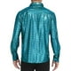thumbnail image 3 of pstuiky camisas de manga larga para hombre, Camisas de manga larga para hombre, informales, de satén brillante, con cuello de solapa y botones Tops casuales para hombres m, 3 of 5