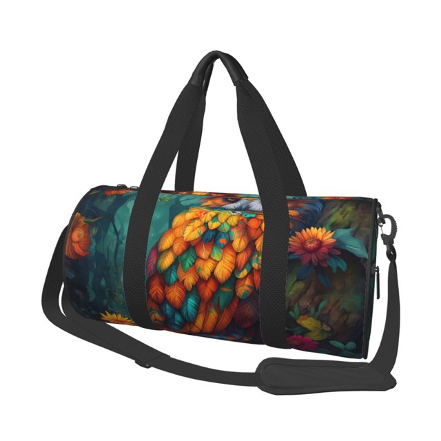 Easygdp Colorful Owl Forest Bolsa de Viaje, Bolsa de Mano, Bolsa de Gimnasio, Bolsa de Equipaje para Viaje