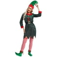 thumbnail image 3 of vastwit Womens Christmas Elf Suit Bells Sequins Dress with Hat Shoes Belt and Stockings Olive Green XXL, 3 of 6