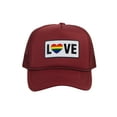 thumbnail image 1 of Gravity Threads LGBTQ+ Love Rainbow Heart Patch Trucker Hat - Wine, 1 of 2