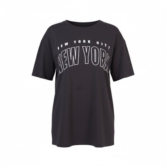 Ambar Women's New York City Logo Relaxed Fit T-Shirt, Antracite,M - US