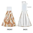 thumbnail image 3 of 2 Pcs Kitchen Hand Towels with Hanging Loops Absorbent Soft Fast Drying Decor Bath Towels Orange and White Striped Daisy, 3 of 7