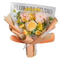 FastXmas Valentine 13.8" Flowers Bouquet for Girl Friends, Handmade Knitted Bouquet, Crochet Flower Kit Knitted Artificial Sunflower Daisy, Gift for Mother,Wife on Birthday Anniversary