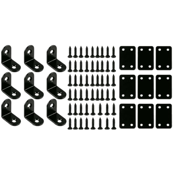 Mixed Stainless Steel Bracket Set Including 20 Corner Braces & 20 Flat Plates with 120 Mounting Screws, Furniture Joining Brackets for Cabinet Table Bookshelf