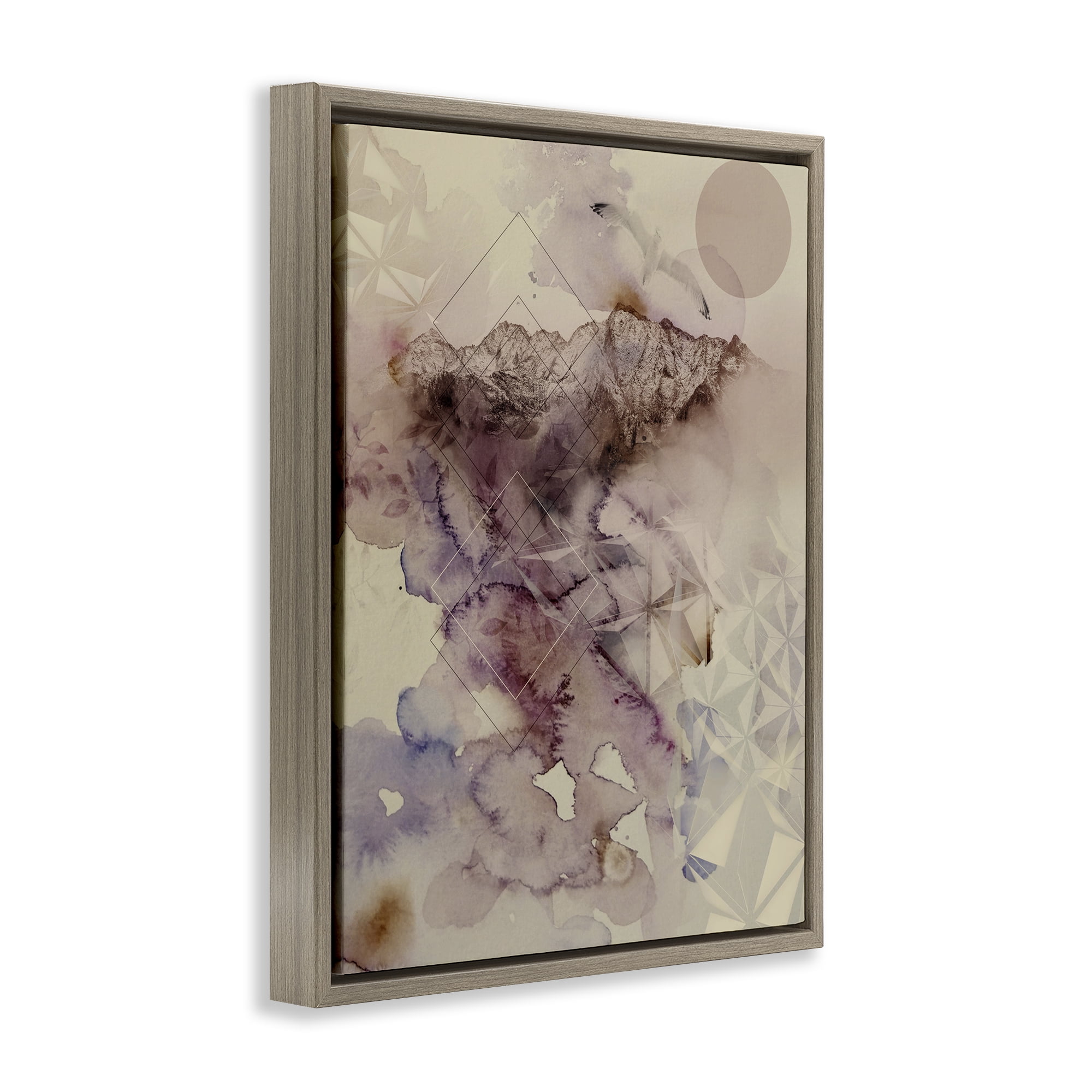 Stupell Industries Dust Abstract with Geometrics Brown Framed Floater Canvas Wall Art, design by Gemma Bardot