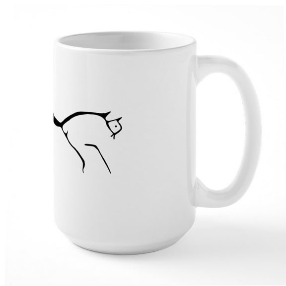 CafePress - Uffington Horse Black & White Large Mug - 15 oz Ceramic Large White Novelty Mug