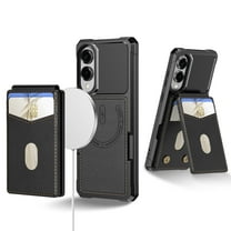 Compatible with Magsafe for Samsung Galaxy S25 Edge Wallet Case with Adjustable Stand, RFID Blocking Magnetic Card Holder Kickstand 2 in 1 Detachable Case for Women Men, for S25 Edge, Black