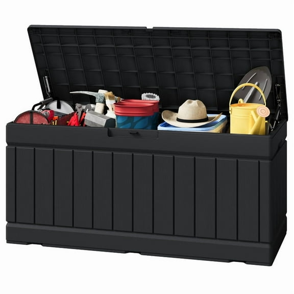 Homall 82 Gallon Outdoor Storage in Resin Deck Box 45.66in Width Lockable Deck Box, Black