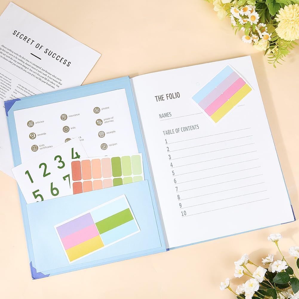 File Folio Organizer Accordion Document Folders in Case I Go Missing Organizer Light Sky Blue Paper File Storage Bags with Stickers Labels for Home Office School Important Papers Binder