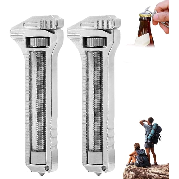 Compact Titanium Multitool, Bottle Opener And Wrench Tool, Multi Functional Wrench Tool Titanium Mini Spanner For Outdoor Camping Hiking (2PCS)