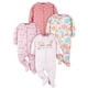 thumbnail image 1 of Pijama con pies para dormir y jugar Gerber Baby Girl, paquete de 4, 1 of 7