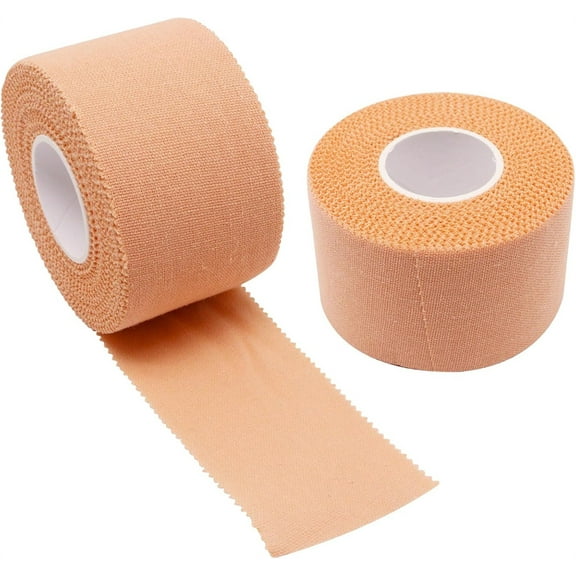 NOGIS 2 Rolls Athletic Tape, Sports Tape for Injuries, Rigid, Easy Tear Medical Tape, Wrist Tape, No Sticky Residue | Secure Ankle, Finger, Knee- 1.5inch x 10yards (Skin)