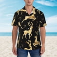 thumbnail image 4 of Lsque Christmas Gold Deers pattern Hawaiian Shirt for Men, Unisex Summer Beach Casual Short Sleeve Button Down Shirts-Large, 4 of 9