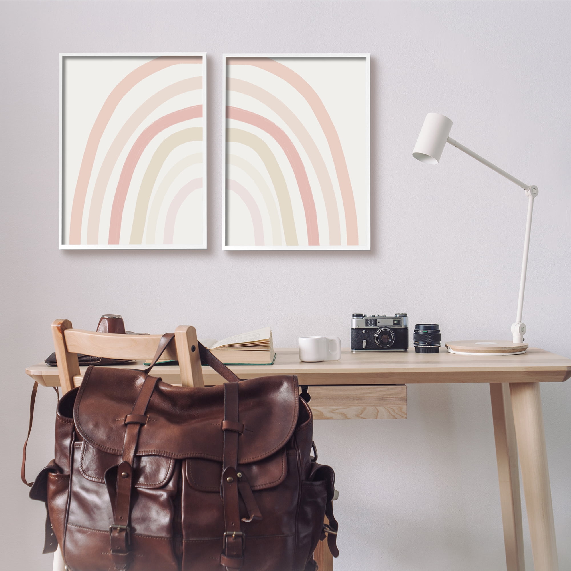 Stupell Industries Children's Soft Pastel Rainbow Shape Pink Beige Arches, 16 x 20, Design by Leah Staatsma