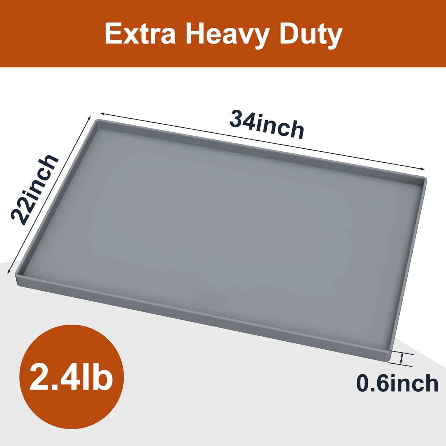 Extra Thick Silicone Mat Waterproof with Raised Edge, Under Sink Mat for Kitchen & Bathroom, Kitchen Cabinet Liner, Multi-Purpose for Storage & Protection, Gray