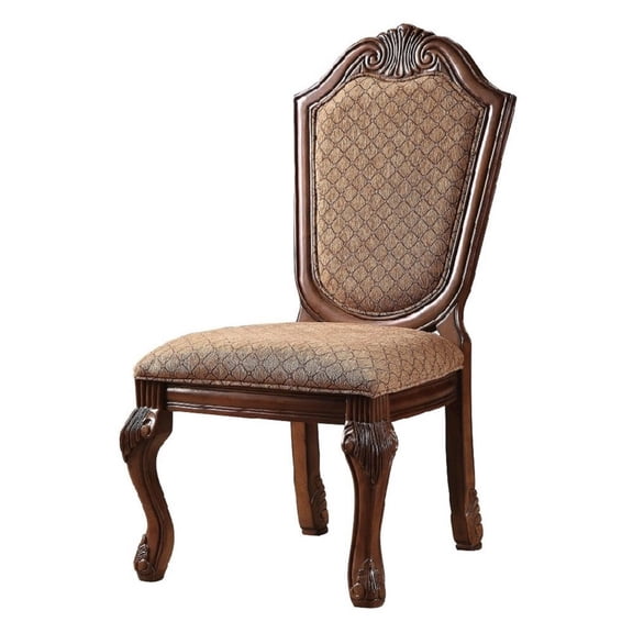 Acme Furniture Chateau De Ville Traditional Fabric Dining Chairs, Cherry (Set of 2)
