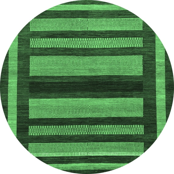 Ahgly Company Indoor Round Abstract Emerald Green Modern Area Rugs, 3' Round