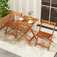 thumbnail image 5 of Demifill 3-Piece Solid Wood Dining Set with 2 Folding Chairs, Sturdy Wood Table and Chair Set for Outdoor as Garden, Backyard, Porch, Brown, 5 of 12
