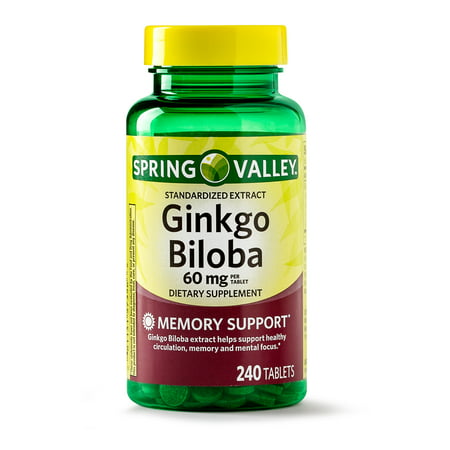 Spring Valley Ginkgo Biloba Extract Tablets, 60 mg, 240 (Best Ginkgo Biloba Brand)