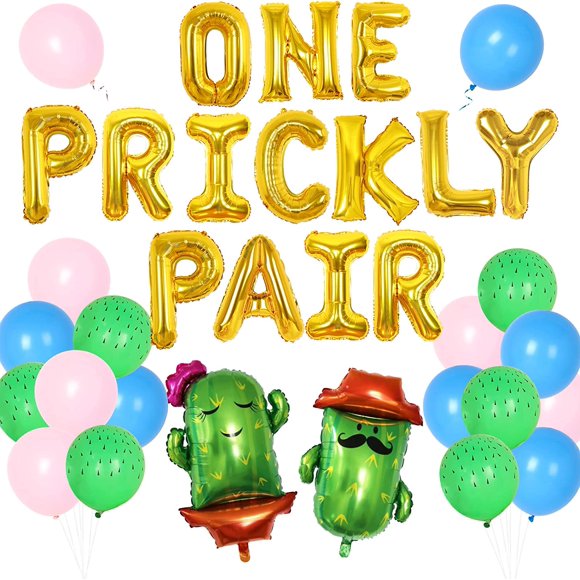Cactus 1st Birthday Party Decorations for Twins One Prickly Pair Balloon Banner Gold for Boy and Girl Mexican Fiesta First Birthday Party Supplies